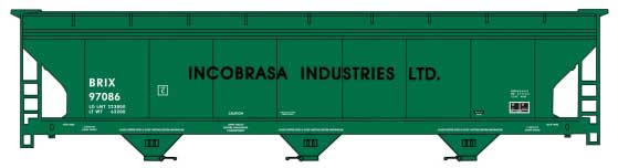 ACF 47' 3-Bay Center-Flow Covered Hopper - Kit -- Incobrasa Industries BRIX #97086 (green, black)