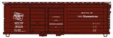 Milwaukee Road 40' Rib-Side Double-Door Boxcar - Short Rib Body - Kit -- Milwaukee Road (1947-1957; Boxcar Red, CMSTP&P Logo, Olympian Slogan)