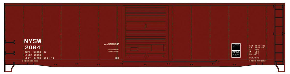 50' Single-Door Riveted-Side Boxcar - Kit -- New York, Susquehanna & Western 2084 (Boxcar Red)