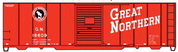AAR 40' Single-Door Steel Boxcar - Kit -- Great Northern #18609 (red, black, white, Billboard Lettering, Silhouette Lo