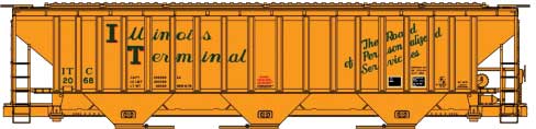 Pullman-Standard 4750 3-Bay Covered Hopper - Kit -- Illinois Terminal #2068 (yellow, green)