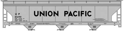 ACF 47' 3-Bay Center-Flow Covered Hopper - Kit -- Union Pacific #21438, 21457, 21490 (Class CH-90-9, gray, black)