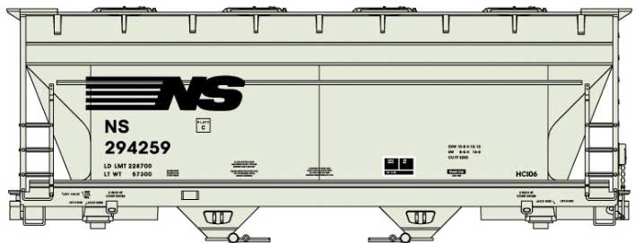 ACF 2-Bay Covered Hopper - Kit -- Norfolk Southern (gray, black)