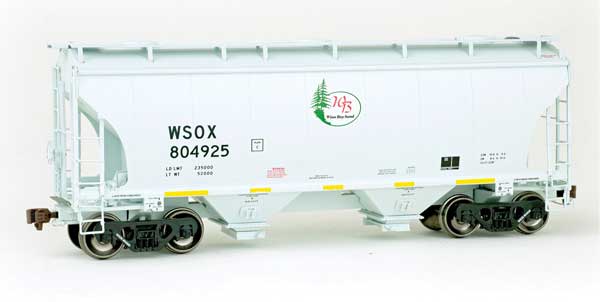 TrinityRail 3281 Cu.Ft. 2-Bay Covered Hopper - Ready to Run -- First Union Rail WSOX #804925 (2011, gray, green, red, yellow conspicuity ma