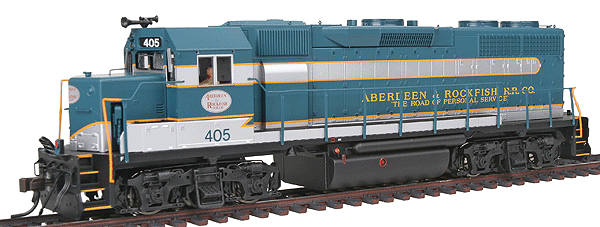 EMD GP38 w/Sound & DCC - Master(R) Gold -- Aberdeen & Rockfish #405 (blue, silver orange) Special Edition Low Nose