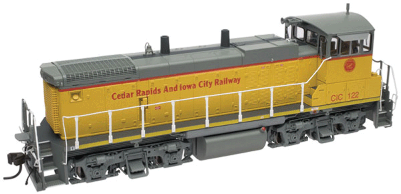 EMD MP15DC - Standard DC - Master(R) Silver -- Cedar Rapids & Iowa City (Crandic) #122 (yellow, gray)