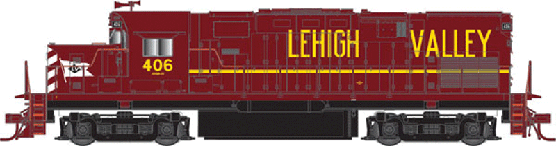 Alco C420 Phase I Low Nose No Nose Light -Standard DC - Master(R) Silver -- With Dynamic Brakes, Lehigh Valley #406 (Tuscan, yellow)