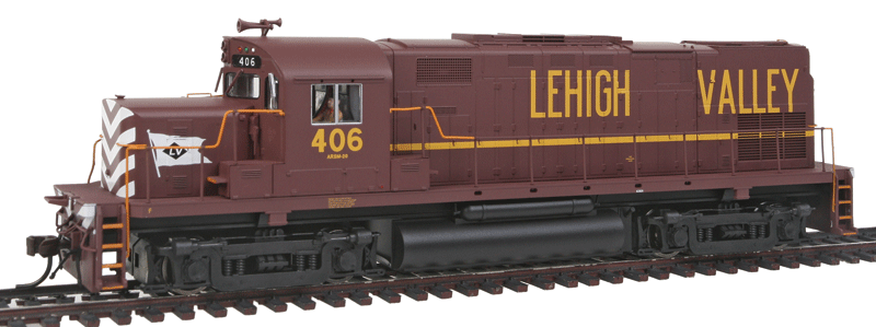 Alco C420 Phase I Low Nose No Nose Light w/Sound & DCC - Master(R) Gold -- With Dynamic Brakes, Lehigh Valley #406 (Tuscan, yellow)