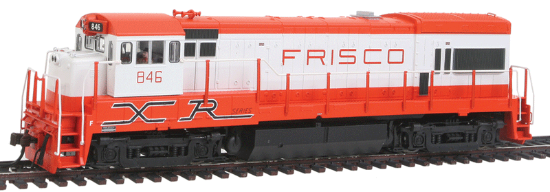 GE U30B Phase II Low Nose, AAR Trucks - Standard DC - Master(R) Silver -- With Nose Light, St. Louis-San Francisco #846 (XR Series Graphics, white, re