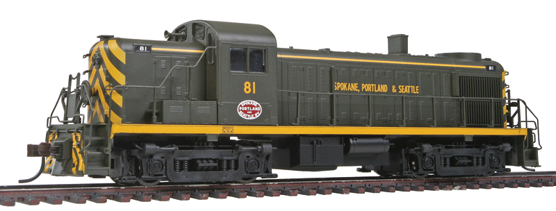 Alco RS3 w/ESU LokSound & DCC - Master(R) -- Spokane, Portland & Seattle #81 (black/dark green, yellow Stripes)