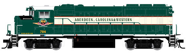 GMD GP40-2W CN Late Version w/Sound & DCC - Master Series Gold -- Aberdeen, Carolina & Western #9624 (green, cream)