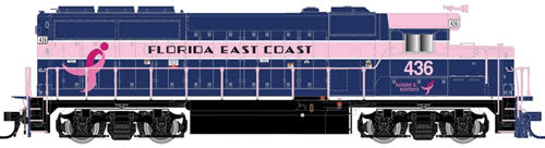 EMD GP40-2 w/Sound & DCC - Master(R) Gold -- Florida East Coast #425 (blue, pink, Breast Cancer Awareness)