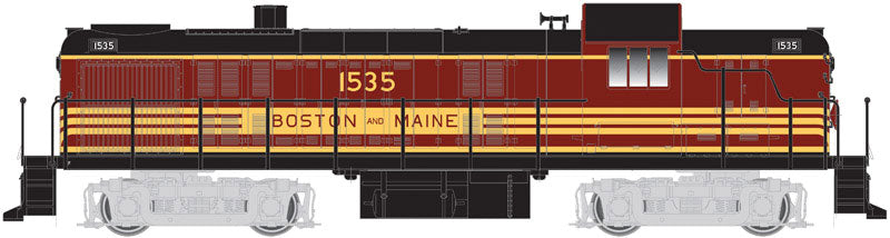 Alco RS3, Water-Cooled Exhaust w/Sound & DCC - Classic Gold -- Boston & Maine #1542 (maroon, yellow)