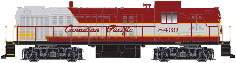Alco RS3, Water-Cooled Exhaust w/Sound & DCC - Classic Gold -- Canadian Pacific #8448 (maroon, gray, yellow, Script Lettering)