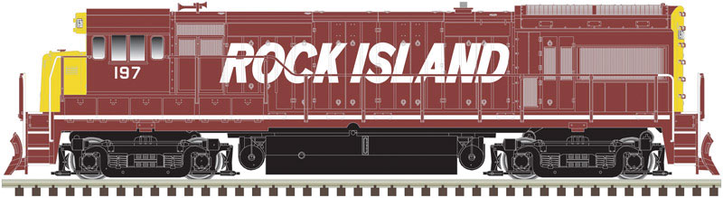 GE U33B w/Sound & DCC - Master(R) Gold -- Rock Island #198 (maroon, yellow, white)