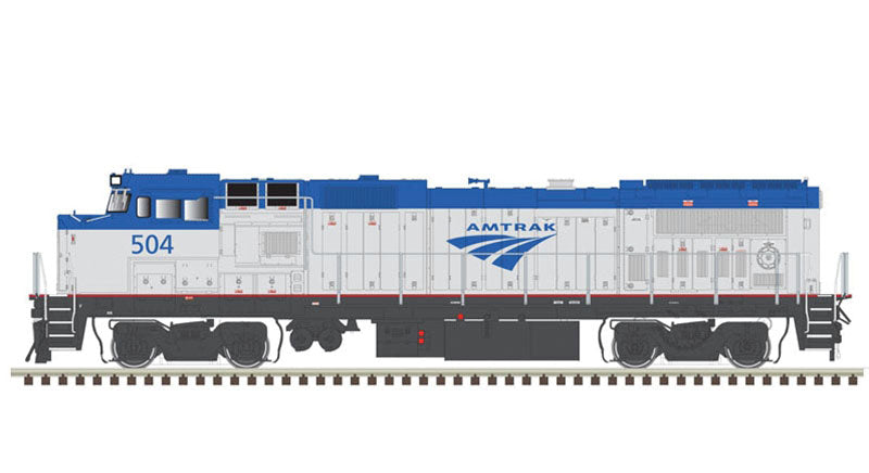 GE Dash 8-40BWH - LokSound and DCC - Master(R) Gold -- Amtrak #504 (Phase V; silver, blue; Travelscape Logo)