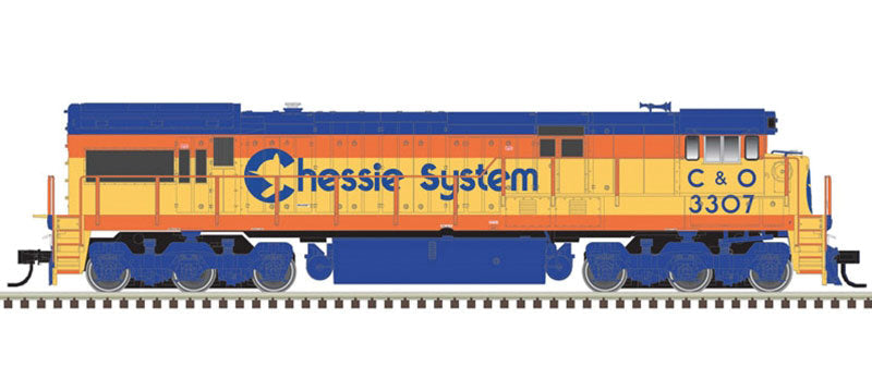 GE U30C Low Nose - LokSound and DCC - Master(R) Gold -- Chessie System C&O 3307 (vermillion, yellow, blue)
