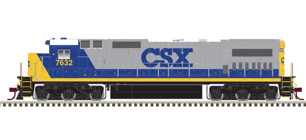 GE DASH 8-40C w/Front Ditch Lights - Standard DC -- CSX #7636 (YN2, gray, blue, yellow, white Roof)