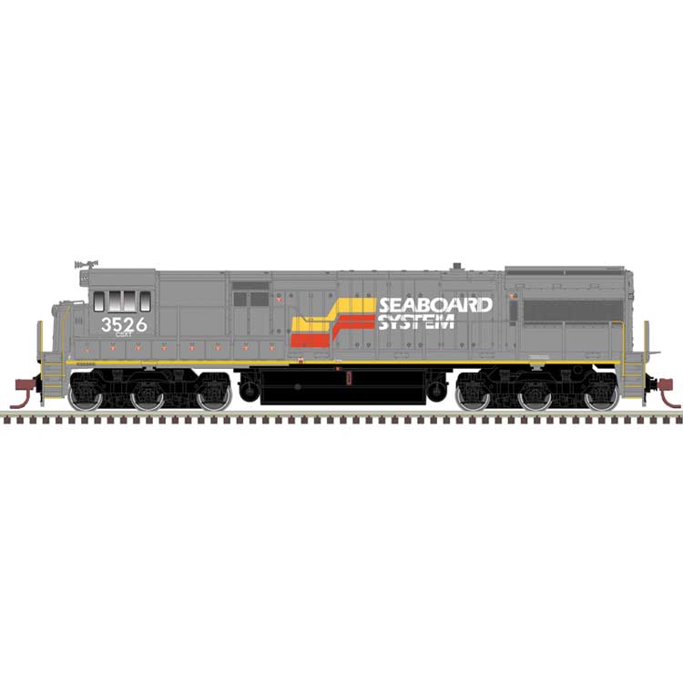 GE U28C - Standard DC - Master(R) Silver -- Seaboard System CSX #3526 (gray, red, yellow)
