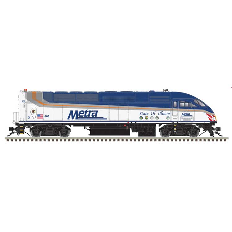Motive Power Industries MP36PH-3C - Standard DC - Master Silver -- Metra #405 State of Illinois (blue, white)