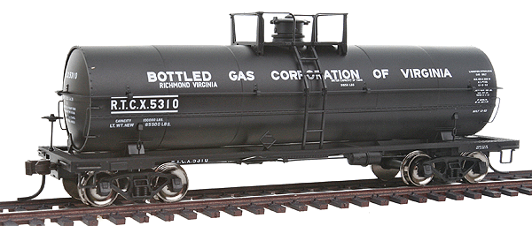 Master Line(R) ACF(R) 11,000-Gallon Tank Car w/Platform - Ready to Run -- Bottled Gas Corporation of Virginia #5310 (black)