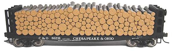 42' Pulpwood Flatcar - Assembled -- Chesapeake & Ohio #81231 (black, white)