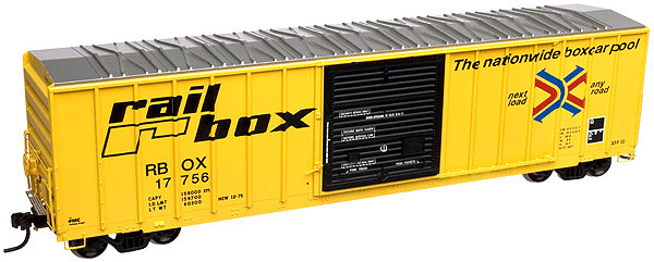 Master FMC 5077 Single Door Boxcar Early Version - Ready to Run -- Railbox #19119 (yellow, black; Large Logo)