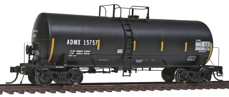 Trinity 17,600-Gallon Corn Syrup Tank Car ADM Style - Ready to Run -- Archer-Daniels-Midland ADMX #15757 (black, yellow Conspicuity Marks, No Logo