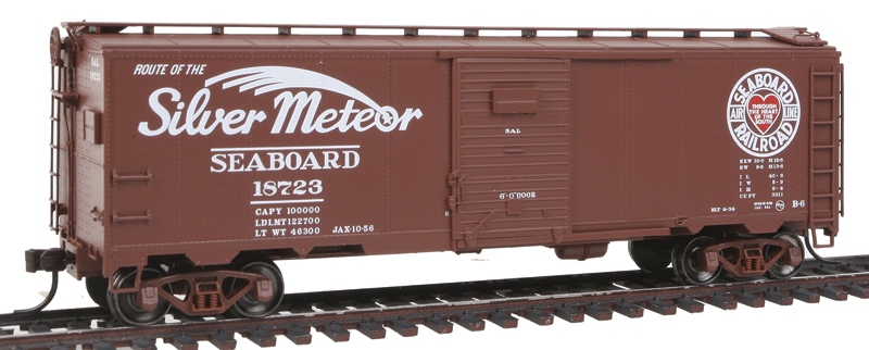 1932 ARA 40' Steel Boxcar - Ready to Run - Master(R) -- Seaboard Air Line #18723 (Boxcar Red, Silver Meteor & Heart Logos)-1