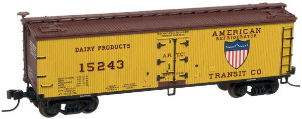 40' Wood Reefer - Ready to Run - Master(R) -- American Refigerator Transit #15301 (yellow, Boxcar Red, color Shield Logo)