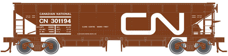 70-Ton Hart Ballast Car 3-Pack - Ready to Run - Master(R) -- Canadian National #301144, 301293, 301316 (Boxcar Red, white, Large Noodle)