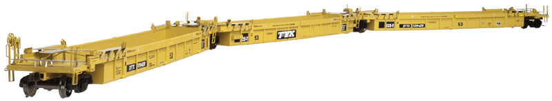Thrall 53' 3-Unit Articulated Well Car - Ready to Run - Master(R) -- Trailer-Train #728431 (yellow, black, white)-1