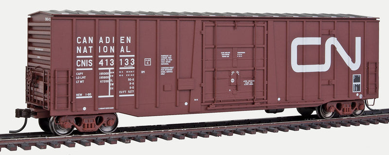 National Steel Car 5277 Plug-Door Boxcar - Ready to Run - Master(R) -- Canadian National #413133 (1980 Scheme, Boxcar Red, white, Large Noodle)
