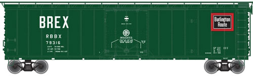 50' Plug-Door Boxcar - Ready to Run - Master(R) -- Chicago, Burlington & Quincy RBBX #79316 (green, red, black, Large BREX)