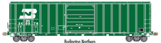 FMC 5077 Single Door Boxcar Late Version - Ready to Run - Master(R) -- Burlington Northern #250052 (Cascade Green, white, 1980s Logo over Car Numbe