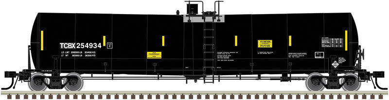 Trinity 25,500-Gallon Tank Car - Ready to Run - Master(R) -- AIG Rail Services TCBX #254934 (black, yellow Conspicuity Marks)