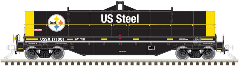 42' Coil Steel Car w/Fishbelly Side Sill - Ready to Run - Master(R) -- US Steel #170543 (Fantasy Scheme, black, yellow)