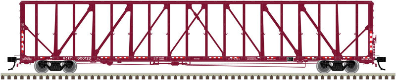 73' Center-Partition (Centerbeam) Flatcar - Ready to Run - Master(R) -- Utah Central Railway UCRY #600128 (Boxcar Red, red & white Conspicuity Marks