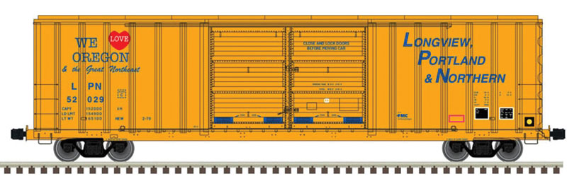 FMC 5503 52' Double-Door Boxcar - Ready to Run - Master(R) -- Longview, Portland & Northern #52099 (orange, blue; "We Love Oregon" Sloga