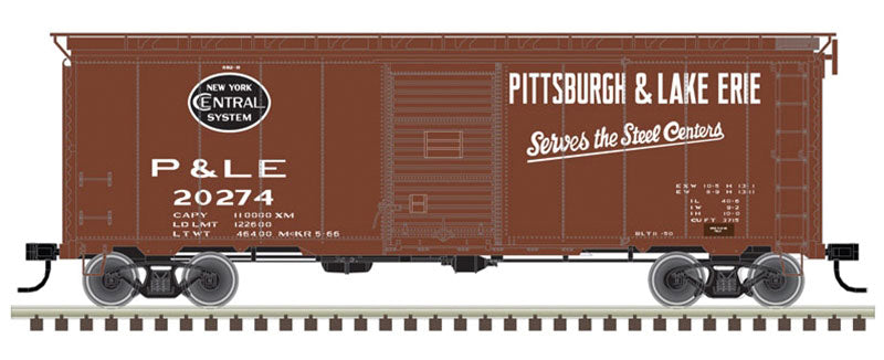 AAR Post-War Boxcar w/6' Door - Ready to Run - Master(R) -- Pittsburgh & Lake Erie 20230 (Boxcar Red, black, Steel Center Slogan)