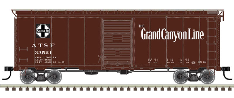 AAR Post-War Boxcar w/6' Door - Ready to Run - Master(R) -- Santa Fe 33904 (Boxcar Red, black, white, Grand Canyon Line Slogan)