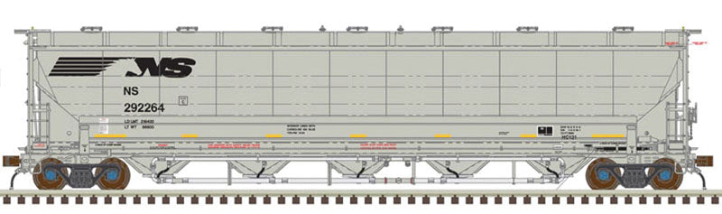 Trinity 5660 PD Covered Hopper - Ready to Run -- Norfolk Southern #292289 (gray, Black Horse Head Logo; Yellow Conspicuity Ma
