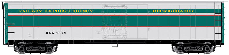 ACF-REA Steel Express Reefer - Ready to Run - Master(TM) -- Railway Express Agency 6295 (1947 As-Delivered, dark green, aluminum, red)