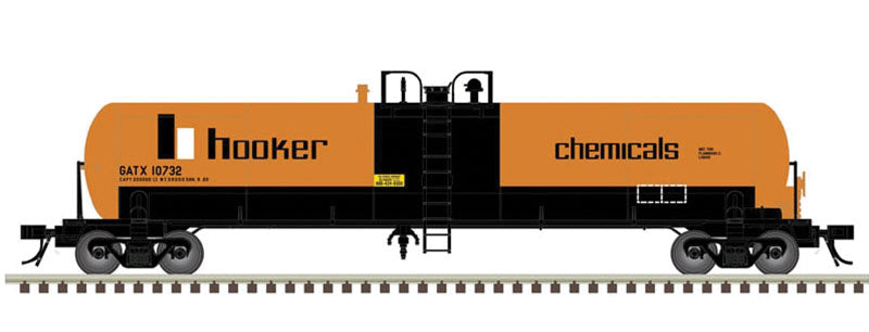 GATX 20,700-Gallon Tank Car - Ready to Run - Master(R) -- Hooker Chemical GATX 10732 (orange, black)