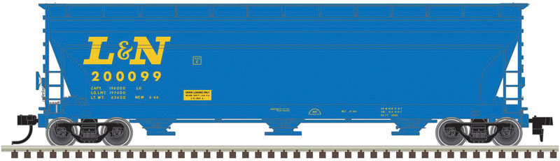 ACF 4650 Centerflow Covered Hopper Pre-1971 Version - Ready to Run - Master(R) -- Louisville & Nashville #200118 (blue, yellow)