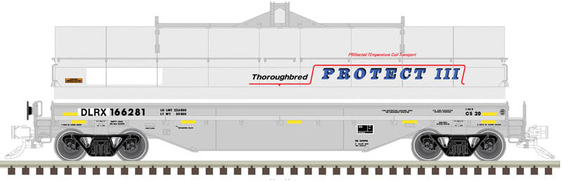 42' Coil Steel Car with Fishbelly Side Sill - Ready to Run - Master(R) -- GE Railcar DLRX #166287 (gray, blue, red)