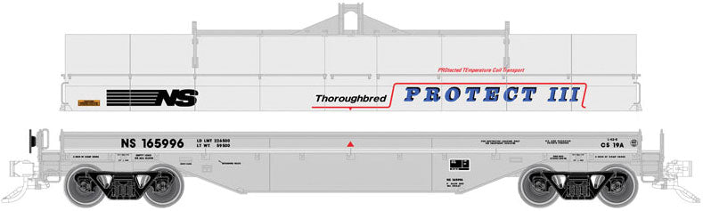 42' Coil Steel Car with Fishbelly Side Sill - Ready to Run - Master(R) -- Norfolk Southern #165922 (gray, black, blue, red; Protect III)