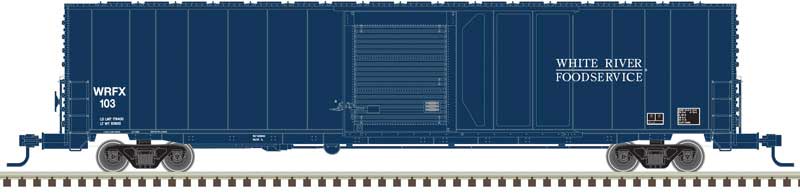 ACF 60' Single-Door Auto Parts Boxcar - Ready to Run - Master(R) -- White River Foodservice WRFX #103 (blue)