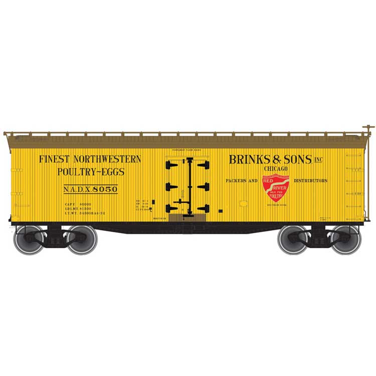 40' Wood Reefer - Ready to Run - Master(R) -- Brink's and Sons 8052 (yellow, Boxcar Red)