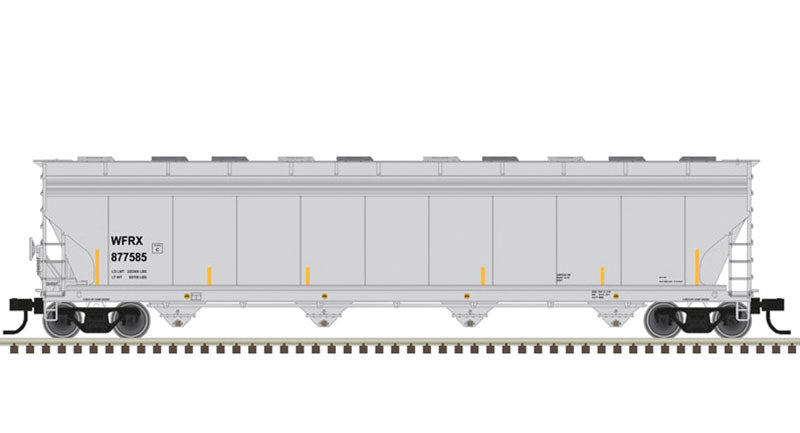 ACF 5800 4-Bay Plastics Covered Hopper - Ready to Run - Master(TM) -- Wells Fargo Rail WFRX #877585 (gray, black, yellow)